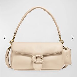 Coach Cream Leather Shoulder Bag with Signature C Accent
